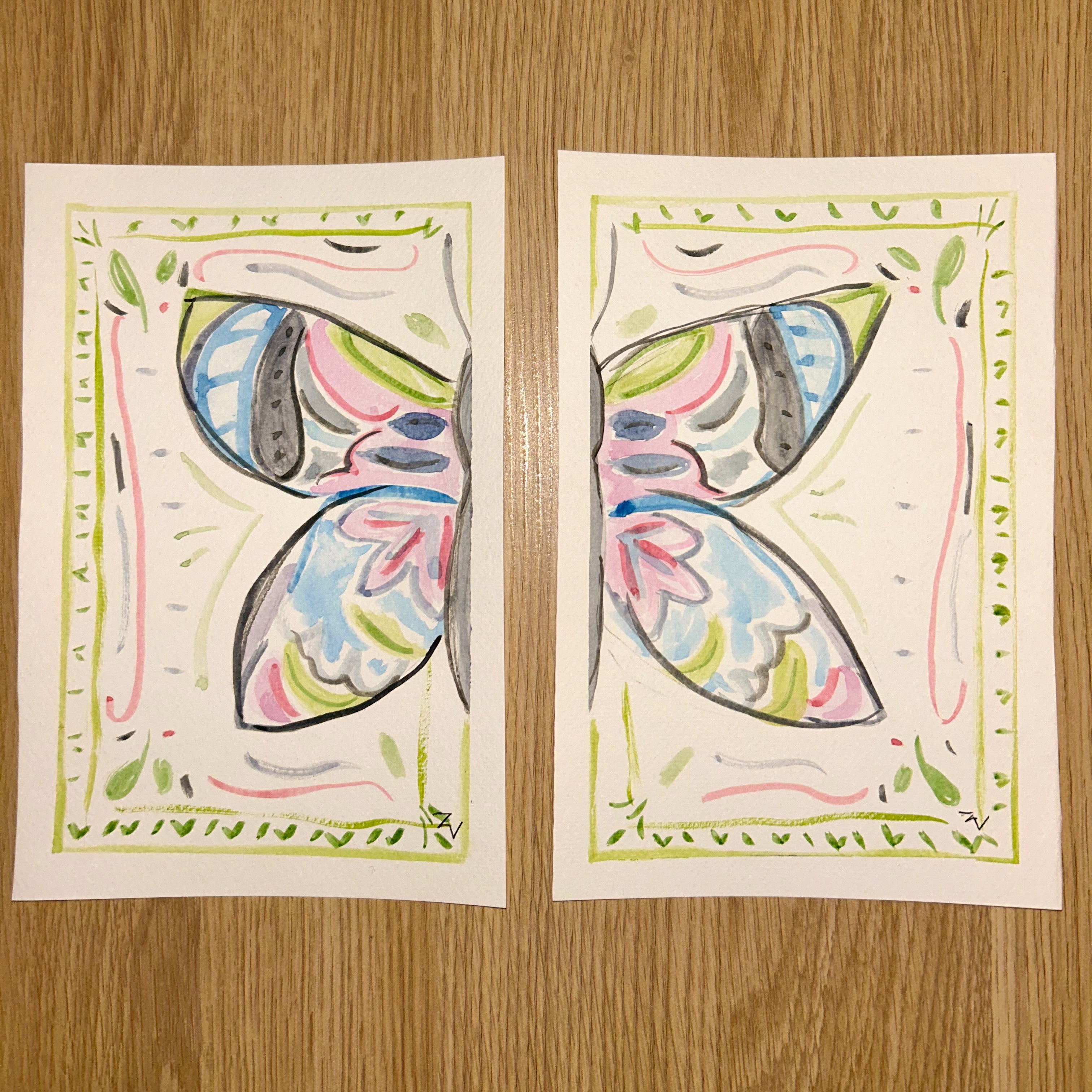 Butterfly Watercolor Art Print Set