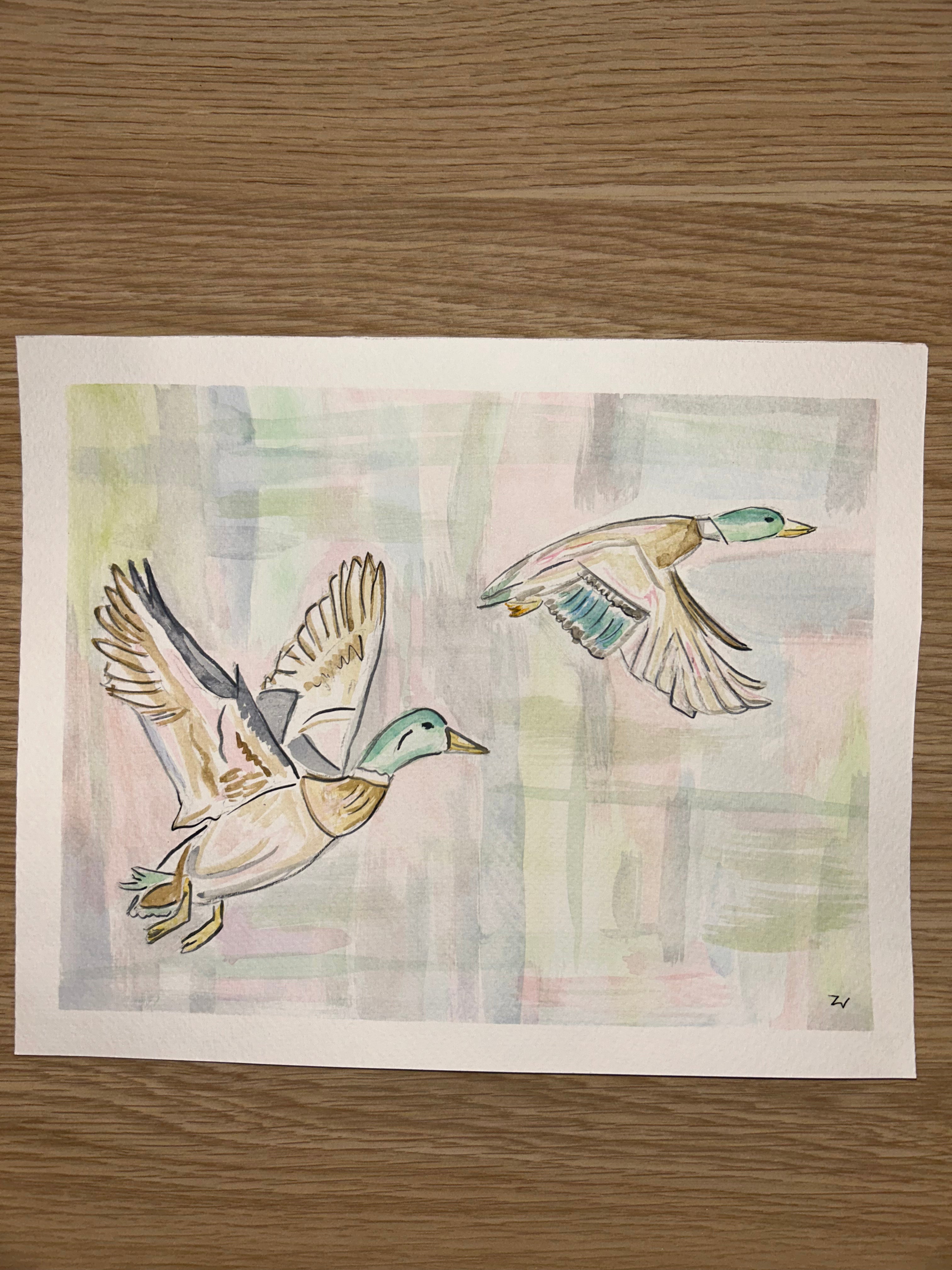 Mallard print Watercolor 2 piece set